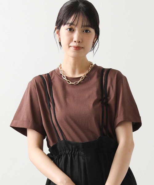 Gready Brilliant(グレディブリリアン)の「シルケット天竺クルーネックカットソー(Tシャツ/カットソー・レディース・ブラウン/ブラック/オフホワイト・38)」の1枚目の写真