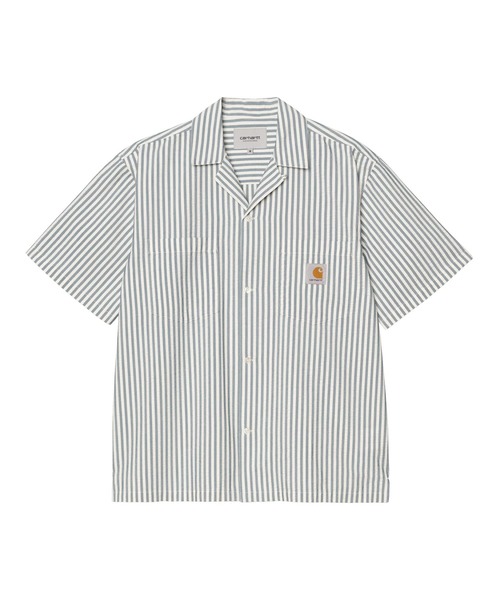 Carhartt（カーハート）の「Carhartt WIP/カーハートダブリューアイピー 半袖 シャツ ストライプ柄 ショートスリーブリーベルシャツ S/S Leavel Shirt I036203（シャツ/ブラウス・メンズ・ブルー/ブラック・S/M/L）」の2枚目の写真