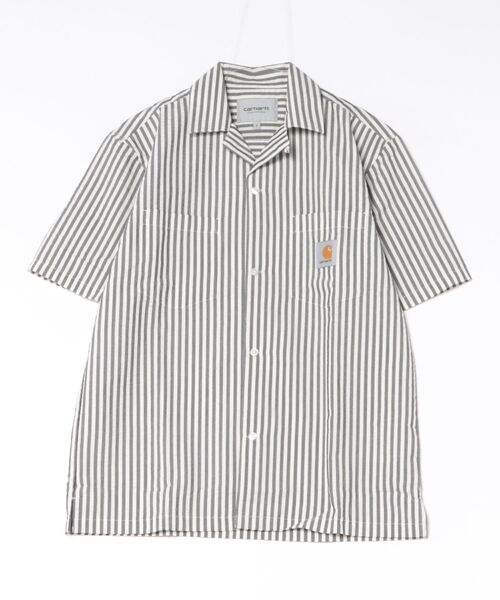 Carhartt（カーハート）の「Carhartt WIP/カーハートダブリューアイピー 半袖 シャツ ストライプ柄 ショートスリーブリーベルシャツ S/S Leavel Shirt I036203（シャツ/ブラウス・メンズ・ブルー/ブラック・S/M/L）」の6枚目の写真