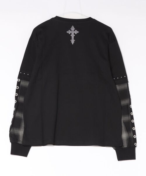 JUGLANS(ユグランス)の「【PSYCHO NATION】チェック切替 TEE(Tシャツ/カットソー・メンズ・グレー/レッド/ブルー・L/M)」の4枚目の写真