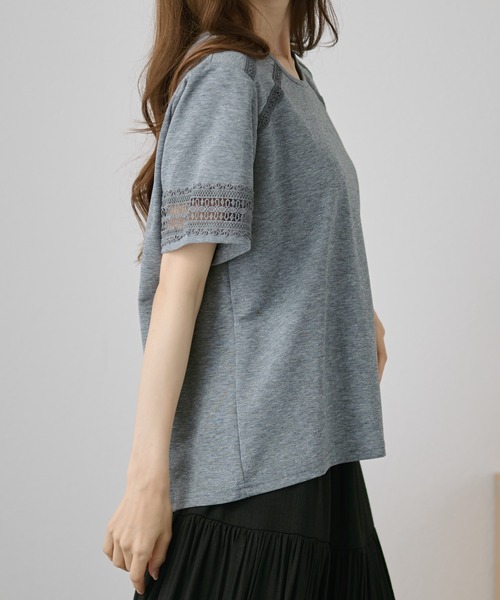 DAYRA(デイラ)の「レース テープ ライン 半袖 トップス(Tシャツ/カットソー・レディース・ホワイト/グレー・FREE)」の11枚目の写真