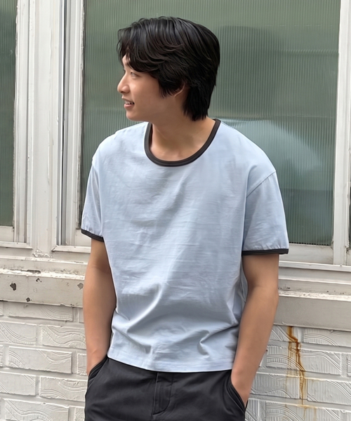 JUAN HOMME(ジュアンオム)の「クロップフィットリンガーハーフスリーブ(スカイブルー)(Tシャツ/カットソー・メンズ・その他・SMALL/MEDIUM/LARGE)」の7枚目の写真