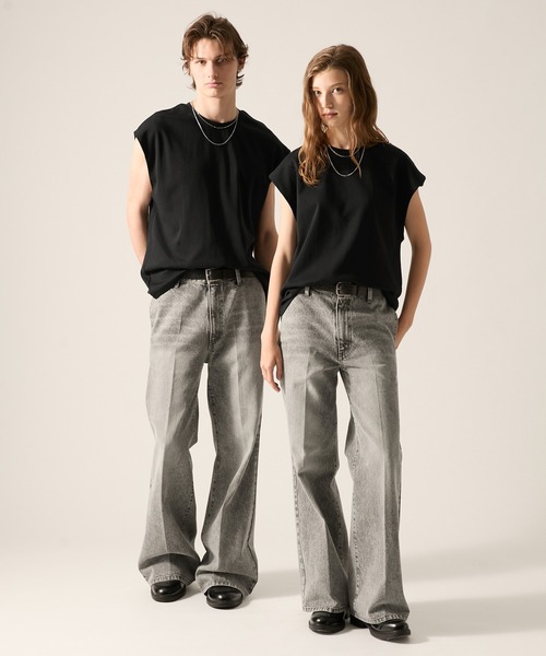 CLEL(クレイル)の「【CLEL】Giza Cotton Sleeveless T-Shirt / ギザコットン ノースリーブTシャツ(タンクトップ・メンズ・グレー/ブラック/チャコールグレー・L/XS/M/S)」の13枚目の写真