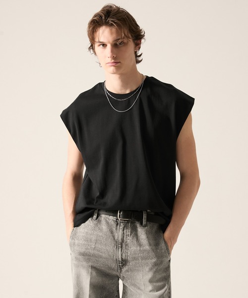 CLEL(クレイル)の「【CLEL】Giza Cotton Sleeveless T-Shirt / ギザコットン ノースリーブTシャツ(タンクトップ・メンズ・グレー/ブラック/チャコールグレー・L/XS/M/S)」の19枚目の写真
