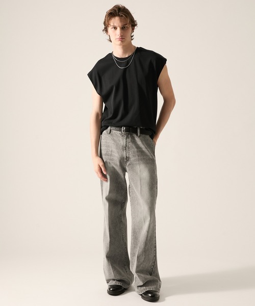 CLEL(クレイル)の「【CLEL】Giza Cotton Sleeveless T-Shirt / ギザコットン ノースリーブTシャツ(タンクトップ・メンズ・グレー/ブラック/チャコールグレー・L/XS/M/S)」の21枚目の写真