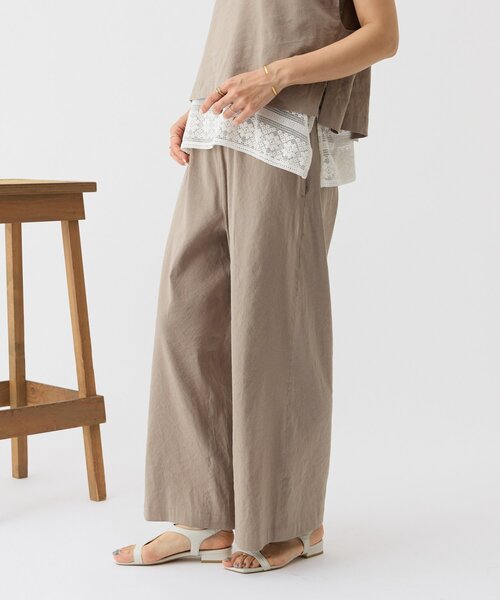 BEARDSLEY（ビアズリー）の「リネンストレッチウエストリブワイドパンツ（その他パンツ・レディース・ブルー/グレー・0/2/1）」の4枚目の写真