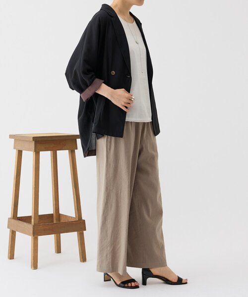 BEARDSLEY（ビアズリー）の「リネンストレッチウエストリブワイドパンツ（その他パンツ・レディース・ブルー/グレー・0/2/1）」の15枚目の写真