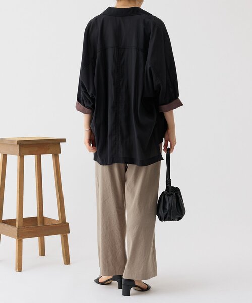 BEARDSLEY（ビアズリー）の「リネンストレッチウエストリブワイドパンツ（その他パンツ・レディース・ブルー/グレー・0/2/1）」の16枚目の写真
