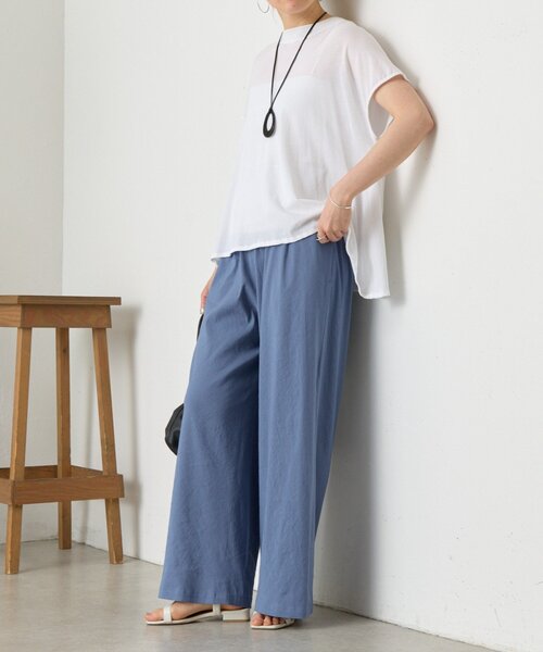 BEARDSLEY(ビアズリー)の「リネンストレッチウエストリブワイドパンツ【セットアップ】(その他パンツ・レディース・ブルー/グレー・0/2/1)」の5枚目の写真