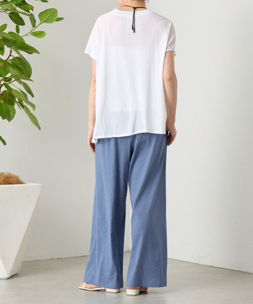 BEARDSLEY(ビアズリー)の「リネンストレッチウエストリブワイドパンツ【セットアップ】(その他パンツ・レディース・ブルー/グレー・0/2/1)」の6枚目の写真