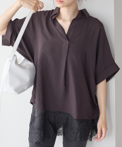 yuue' ( wear )(ユーイ)の「セミシアーバルーンスキッパーブラウス(カーディガン/ボレロ・レディース・ダークブラウン/ホワイト/ブラック・FREE)」の3枚目の写真