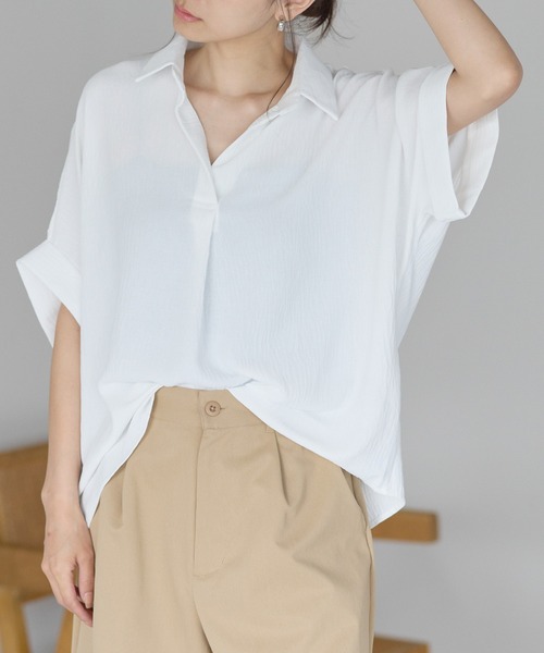 yuue' ( wear )(ユーイ)の「セミシアーバルーンスキッパーブラウス(カーディガン/ボレロ・レディース・ダークブラウン/ホワイト/ブラック・FREE)」の7枚目の写真