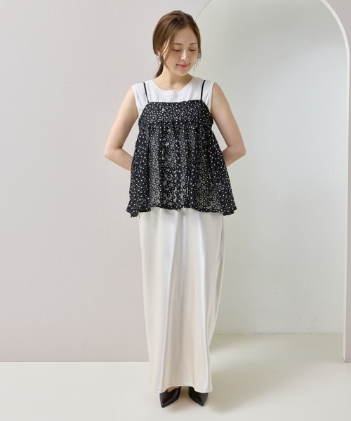 en CAnAF（エンカナフ）の「【華やかさをひとさじ】チュールフラワー刺繍キャミソールビスチェ（その他トップス・レディース・ブラック/オフホワイト・フリー）」の16枚目の写真
