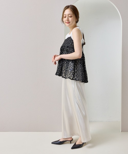 en CAnAF（エンカナフ）の「【華やかさをひとさじ】チュールフラワー刺繍キャミソールビスチェ（その他トップス・レディース・ブラック/オフホワイト・フリー）」の17枚目の写真
