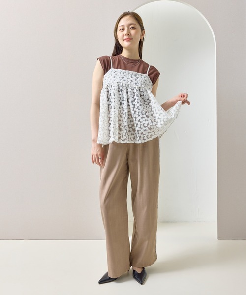 en CAnAF（エンカナフ）の「【華やかさをひとさじ】チュールフラワー刺繍キャミソールビスチェ（その他トップス・レディース・ブラック/オフホワイト・フリー）」の7枚目の写真