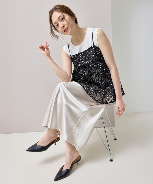 en CAnAF（エンカナフ）の「【華やかさをひとさじ】チュールフラワー刺繍キャミソールビスチェ（その他トップス・レディース・ブラック/オフホワイト・フリー）」の10枚目の写真