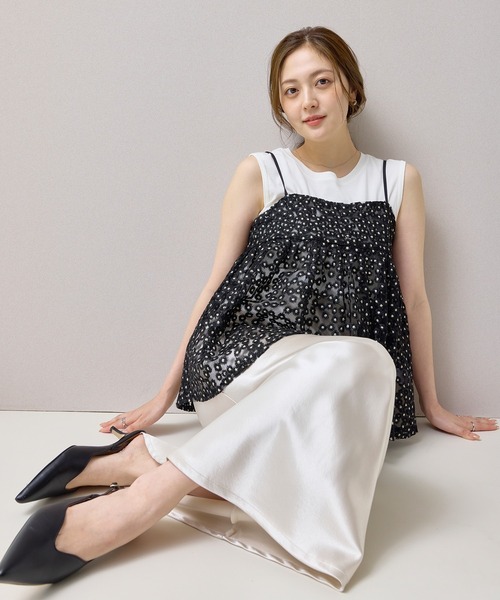 en CAnAF（エンカナフ）の「【華やかさをひとさじ】チュールフラワー刺繍キャミソールビスチェ（その他トップス・レディース・ブラック/オフホワイト・フリー）」の8枚目の写真