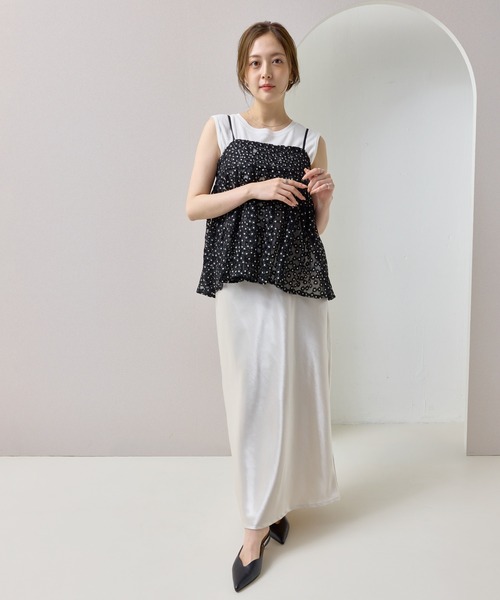 en CAnAF（エンカナフ）の「【華やかさをひとさじ】チュールフラワー刺繍キャミソールビスチェ（その他トップス・レディース・ブラック/オフホワイト・フリー）」の12枚目の写真