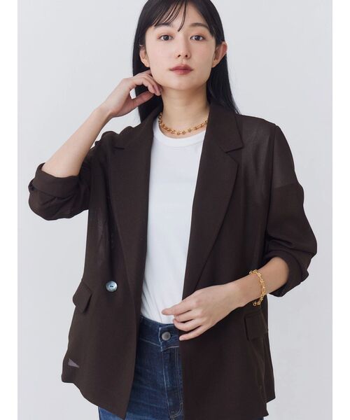 TONAL(トーナル)の「【AIR FLOW】メッシュダブルジャケット(テーラードジャケット・レディース・ブラック/ブラウン/オフホワイト・SMALL/MEDIUM)」の1枚目の写真