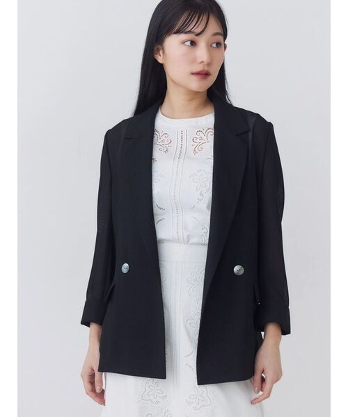TONAL(トーナル)の「【AIR FLOW】メッシュダブルジャケット(テーラードジャケット・レディース・ブラック/ブラウン/オフホワイト・SMALL/MEDIUM)」の3枚目の写真