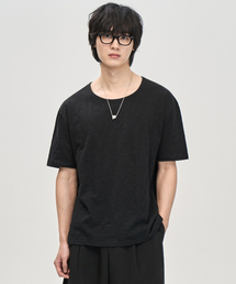 PRAIRIE（プレリー）の「Uネックスラブ半袖Tシャツ（ブラック）（Tシャツ/カットソー）」