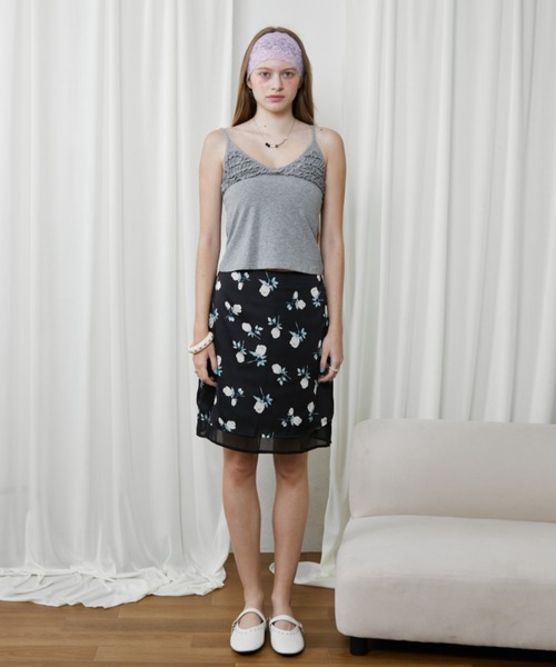Rohwel(ローウェル)の「Flower Sheer Midi Skirt / フラワーシアーミディスカート(スカート・レディース・ブラック・FREE)」の10枚目の写真