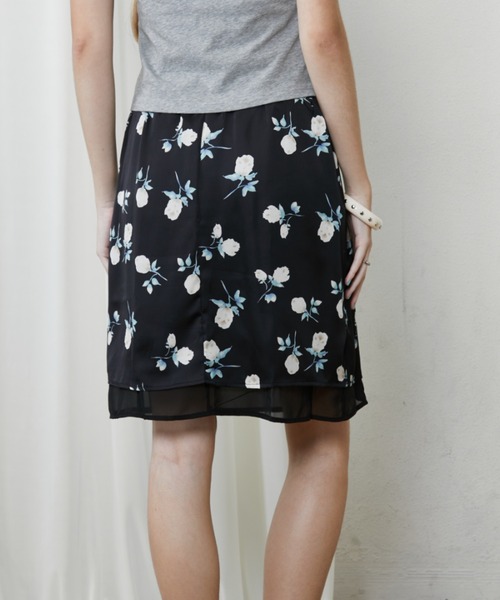 Rohwel(ローウェル)の「Flower Sheer Midi Skirt / フラワーシアーミディスカート(スカート・レディース・ブラック・FREE)」の9枚目の写真