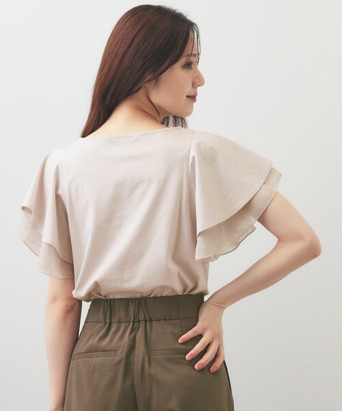 index(インデックス)の「【接触冷感/UVケア】シフォンフリルドッキングトップス《洗濯機OK》(Tシャツ/カットソー・レディース・ナチュラル/ブラウン系その他/ライトブルー・42/36/38/40)」の8枚目の写真