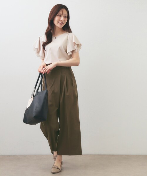 index(インデックス)の「【接触冷感/UVケア】シフォンフリルドッキングトップス《洗濯機OK》(Tシャツ/カットソー・レディース・ナチュラル/ブラウン系その他/ライトブルー・42/36/38/40)」の9枚目の写真