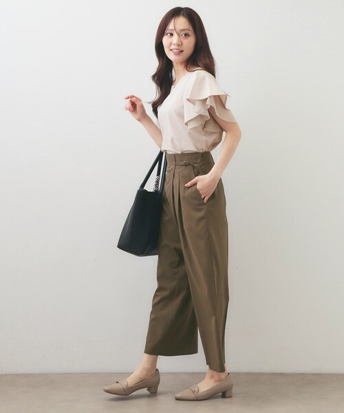index(インデックス)の「【接触冷感/UVケア】シフォンフリルドッキングトップス《洗濯機OK》(Tシャツ/カットソー・レディース・ナチュラル/ブラウン系その他/ライトブルー・42/36/38/40)」の10枚目の写真
