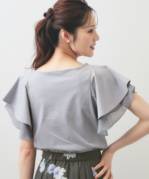 index(インデックス)の「【接触冷感/UVケア】シフォンフリルドッキングトップス《洗濯機OK》(Tシャツ/カットソー・レディース・ナチュラル/ブラウン系その他/ライトブルー・42/36/38/40)」の12枚目の写真