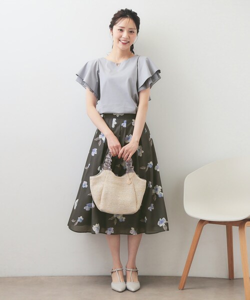index(インデックス)の「【接触冷感/UVケア】シフォンフリルドッキングトップス《洗濯機OK》(Tシャツ/カットソー・レディース・ナチュラル/ブラウン系その他/ライトブルー・42/36/38/40)」の13枚目の写真