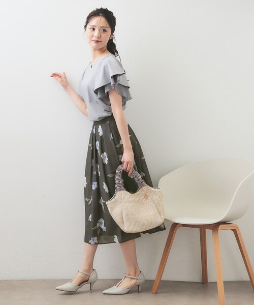 index(インデックス)の「【接触冷感/UVケア】シフォンフリルドッキングトップス《洗濯機OK》(Tシャツ/カットソー・レディース・ナチュラル/ブラウン系その他/ライトブルー・42/36/38/40)」の14枚目の写真