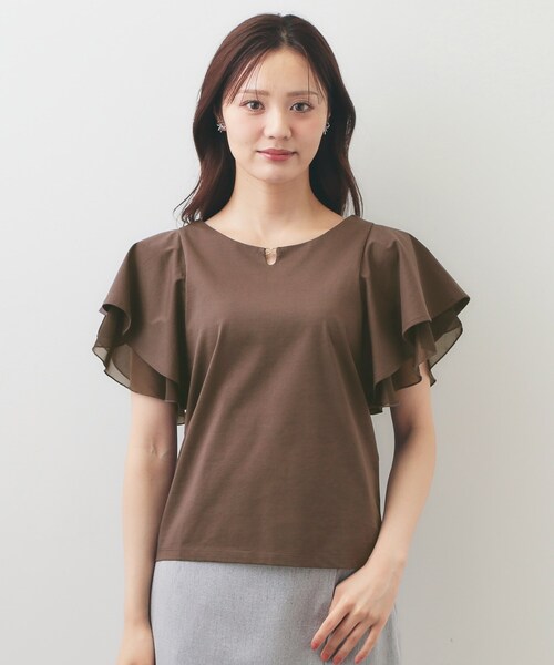 index(インデックス)の「【接触冷感/UVケア】シフォンフリルドッキングトップス《洗濯機OK》(Tシャツ/カットソー・レディース・ナチュラル/ブラウン系その他/ライトブルー・42/36/38/40)」の16枚目の写真