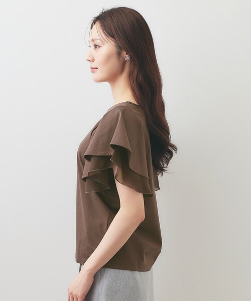 index(インデックス)の「【接触冷感/UVケア】シフォンフリルドッキングトップス《洗濯機OK》(Tシャツ/カットソー・レディース・ナチュラル/ブラウン系その他/ライトブルー・42/36/38/40)」の17枚目の写真