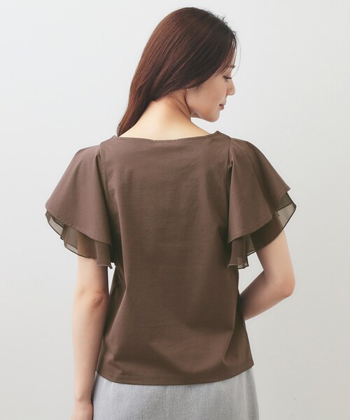 index(インデックス)の「【接触冷感/UVケア】シフォンフリルドッキングトップス《洗濯機OK》(Tシャツ/カットソー・レディース・ナチュラル/ブラウン系その他/ライトブルー・42/36/38/40)」の18枚目の写真
