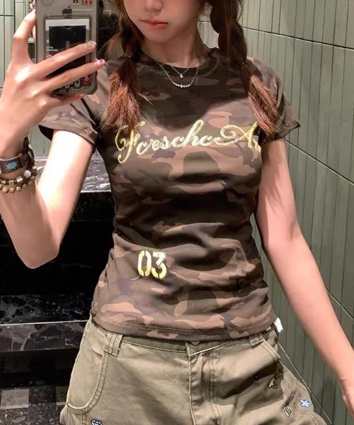 Vipoa(ヴィポア)の「American camo print チビTEE(Tシャツ/カットソー・レディース・カモフラージュ・FREE)」の7枚目の写真