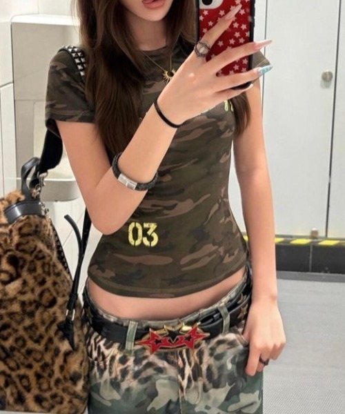 Vipoa(ヴィポア)の「American camo print チビTEE(Tシャツ/カットソー・レディース・カモフラージュ・FREE)」の8枚目の写真