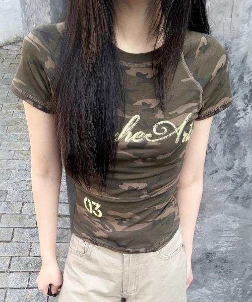 Vipoa(ヴィポア)の「American camo print チビTEE(Tシャツ/カットソー・レディース・カモフラージュ・FREE)」の11枚目の写真