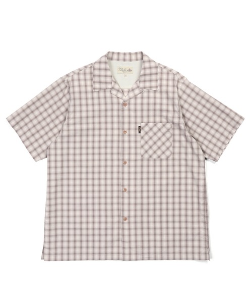 The DUFFER of ST.GEORGE(ザダファーオブセントジョージ)の「MINI OMBRE CHECK S/SL SHIRT:オンブレーミニチェック 半袖開襟シャツ / オープンカラー / 高密度ブロード / ボックスシルエット(シャツ/ブラウス・メンズ・ベージュ/ブラック・X-LARGE/LARGE/MEDIUM)」の10枚目の写真