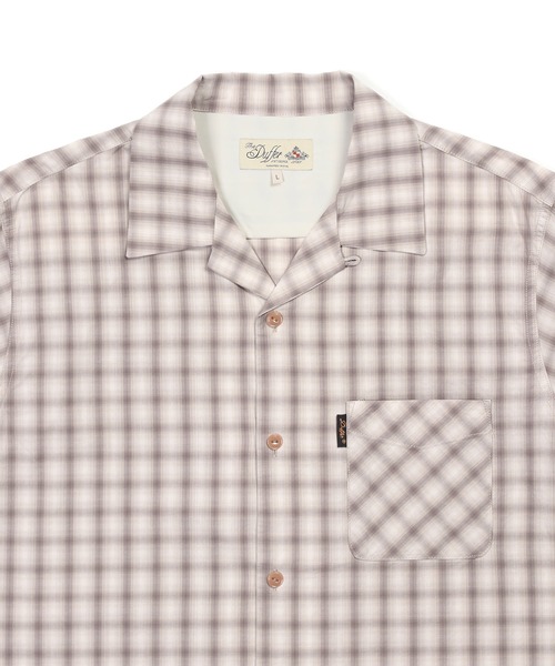 The DUFFER of ST.GEORGE(ザダファーオブセントジョージ)の「MINI OMBRE CHECK S/SL SHIRT:オンブレーミニチェック 半袖開襟シャツ / オープンカラー / 高密度ブロード / ボックスシルエット(シャツ/ブラウス・メンズ・ベージュ/ブラック・X-LARGE/LARGE/MEDIUM)」の12枚目の写真