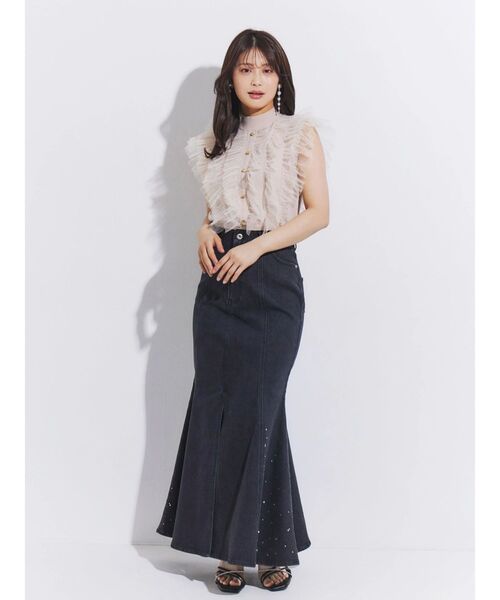 MERCURYDUO(マーキュリーデュオ)の「ホットフィックスデニムマーメイドスカート(スカート・レディース・ブルー/ブラック・MEDIUM/SMALL)」の16枚目の写真