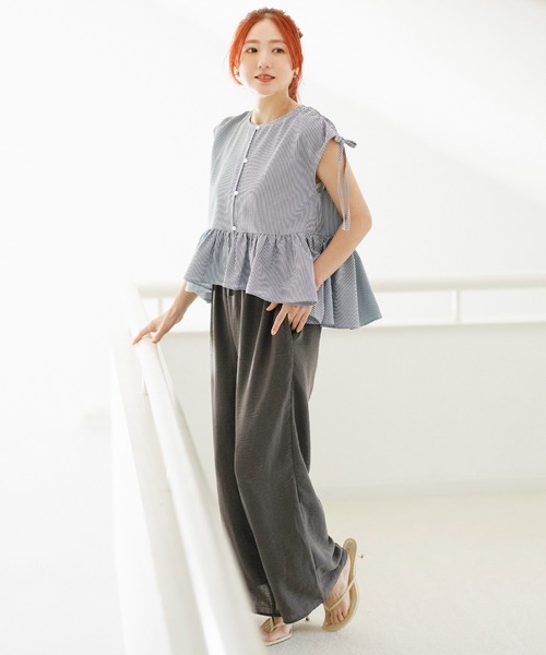coca(coca)(コカ)の「【伊藤千晃様着用】リネンライクワイドパンツ(その他パンツ・レディース・ブラック/カーキ・S/M/L)」の2枚目の写真