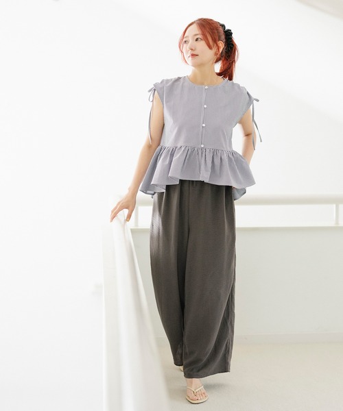coca(coca)(コカ)の「【伊藤千晃様着用】リネンライクワイドパンツ(その他パンツ・レディース・ブラック/カーキ・S/M/L)」の3枚目の写真