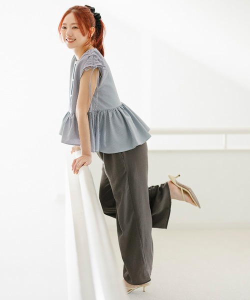 coca(coca)(コカ)の「【伊藤千晃様着用】リネンライクワイドパンツ(その他パンツ・レディース・ブラック/カーキ・S/M/L)」の4枚目の写真