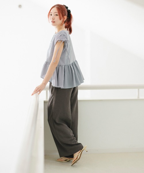 coca(coca)(コカ)の「【伊藤千晃様着用】リネンライクワイドパンツ(その他パンツ・レディース・ブラック/カーキ・S/M/L)」の6枚目の写真