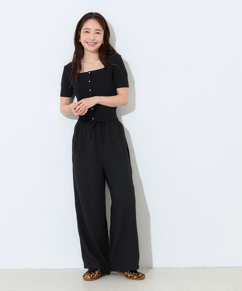 coca(coca)(コカ)の「【伊藤千晃様着用】リネンライクワイドパンツ(その他パンツ・レディース・ブラック/カーキ・S/M/L)」の15枚目の写真