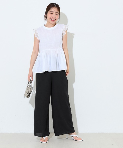 coca(coca)(コカ)の「【伊藤千晃様着用】リネンライクワイドパンツ(その他パンツ・レディース・ブラック/カーキ・S/M/L)」の18枚目の写真