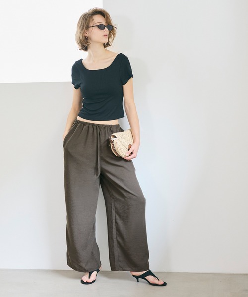 coca(coca)(コカ)の「【伊藤千晃様着用】リネンライクワイドパンツ(その他パンツ・レディース・ブラック/カーキ・S/M/L)」の12枚目の写真