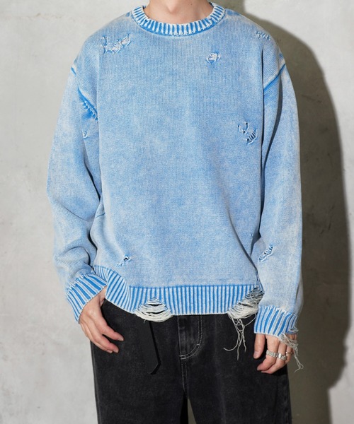 TOWNCRAFT（タウンクラフト）の「TOWNCRAFT / タウンクラフト COTTON DAMAGED CREW SWEATER コットン ダメージ クルーセーター（ニット/セーター・メンズ・ブルー/パープル/レッド/ブラック・MEDIUM/LARGE）」の21枚目の写真